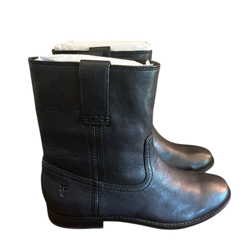 Frye Boots Anna Short Black Leather Boots Womens Sz 5.5 Round Toe NEW Western‎